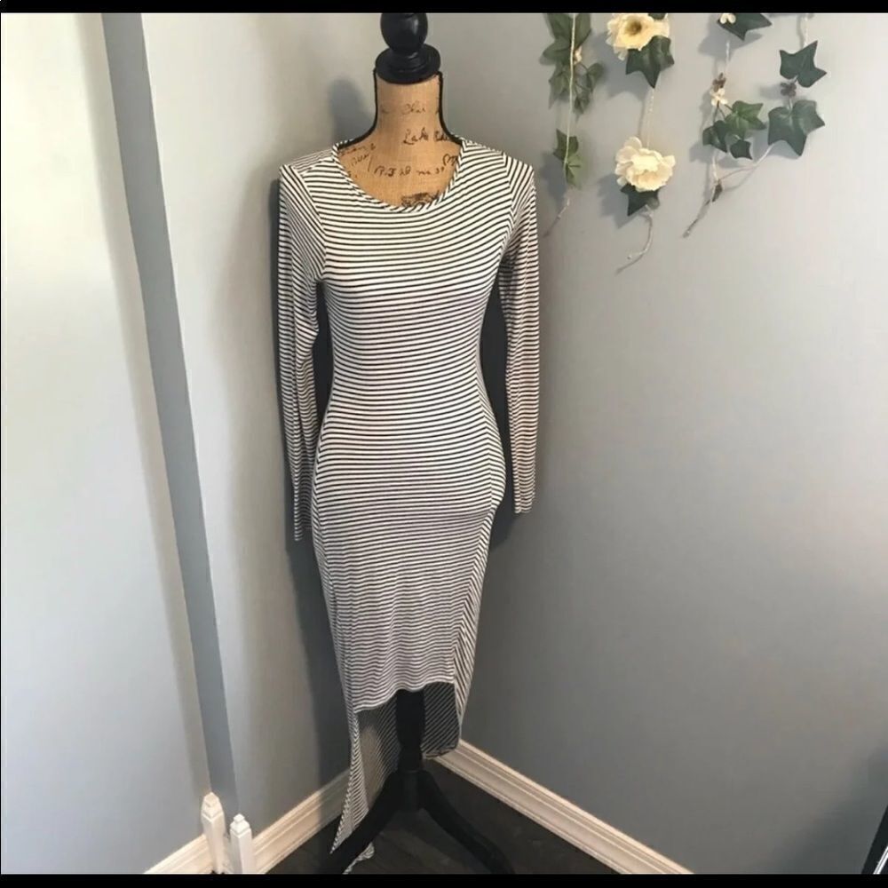 Small black and white stripped long sleeve dress